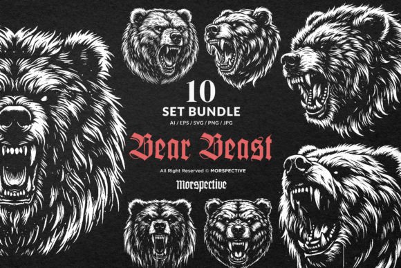 10 Bundle Dark Art Bear Beast Graphics & Illustrations