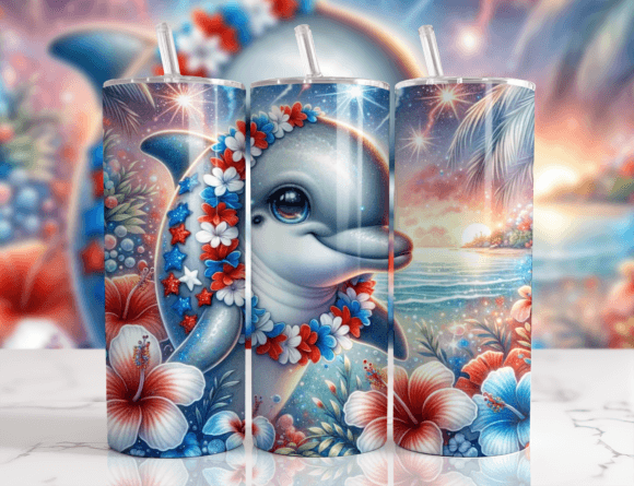 3D Dolphin Animal Tumbler Wrap: Graphics & Illustrations