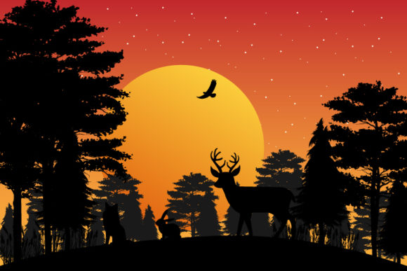 Animal Silhouette Landscape: Premium Graphics & Illustrations