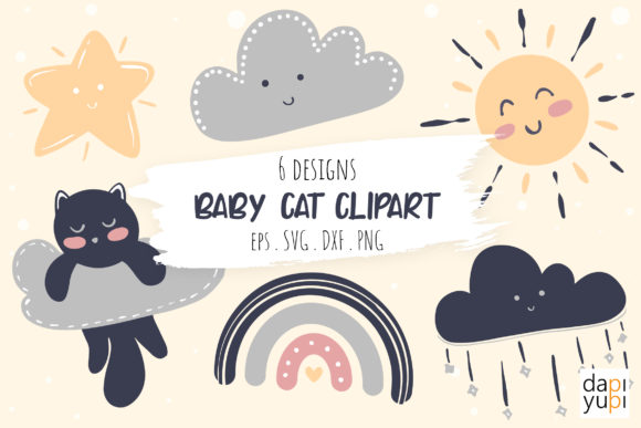 Baby Animal Clipart: Sunny and Cat Graphics