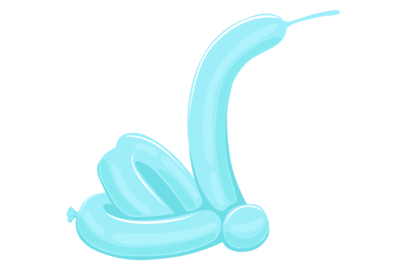 Balloon Toy Graphics: Blue Inflatable Animal Illustrations
