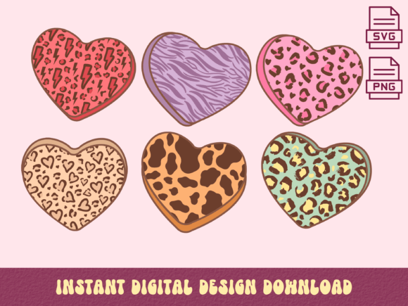Candy Hearts with Animal Prints PNG SVG Graphics