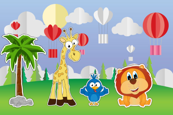 Cute Animal Cartoon Landscape Graphics & Illustrations