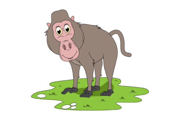 Cute Baboon Animal Cartoon Graphics & Illustrations