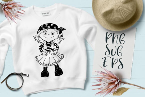 Cute Girl Pirate Happy Baby Animal SVG Graphics & Illustrations