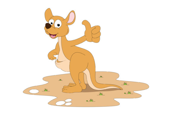 Cute Kangaroo Animal Cartoon Graphics & Illustrations