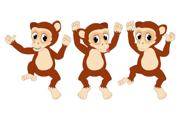 Cute Monkey Animal Cartoon: Graphics & Illustrations for Brand Warmth
