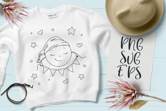 Cute Moon Happy Baby Animal Graphics & Illustrations