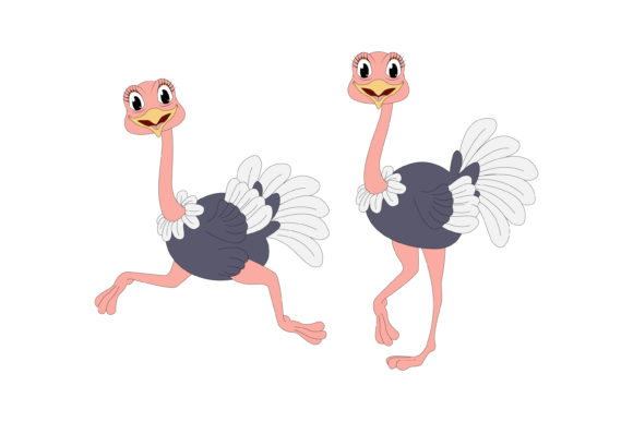 Cute Ostrich Animal Cartoon: Friendly Illustrations & Versatile Graphics