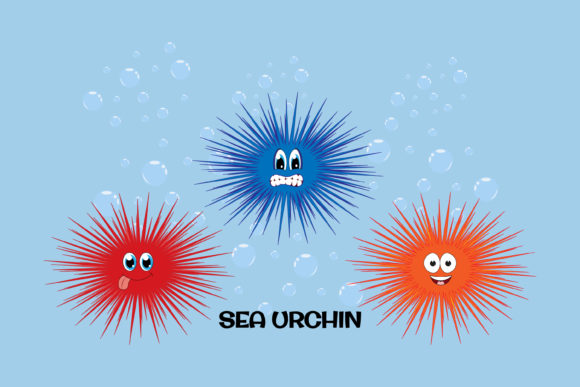 Cute Sea Urchin Animal Cartoon Graphics & Illustrations
