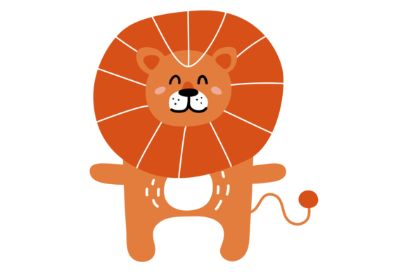 Funny Lion. Cute Sleeping Animal. Scandi