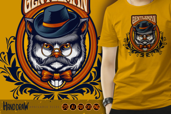 Gentleman Animal Grey Cat: Editorial Graphics & Illustrations
