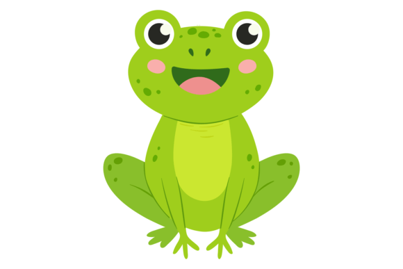 Happy Frog. Green Toad. Smiling Animal Graphics