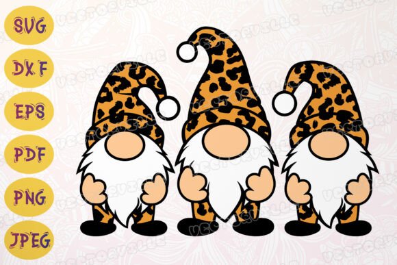 Leopard Print Gnomes SVG: Playful Graphics & Illustrations