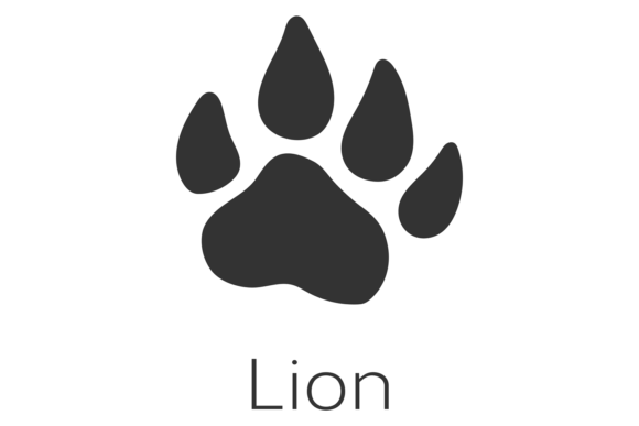Lion Footprint. African Wild Animal Paw Graphics