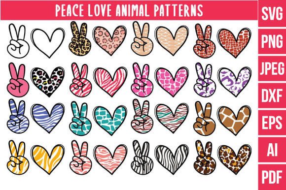 Peace Love Animal Patterns SVG