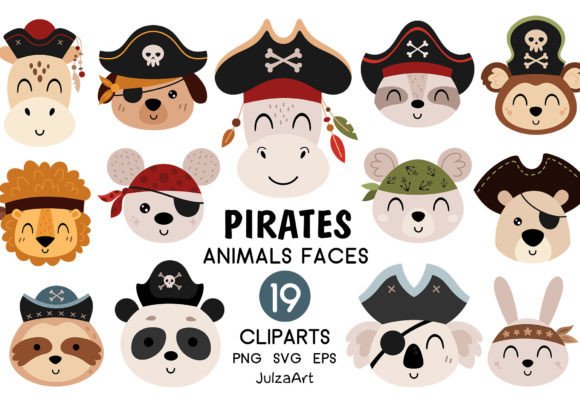 Pirate Animal Clipart & Sailor SVG Graphics