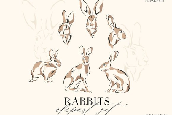 Rabbit Digital Clipart Forest Animal SVG Graphics & Illustrations