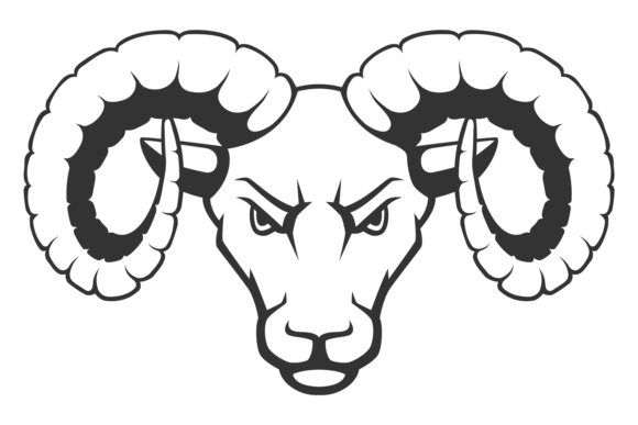 Ram Head Black Logo: Power Animal Tattoo Graphics