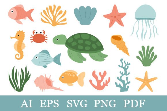Undersea World SVG: Sea Animal Graphics & Illustrations