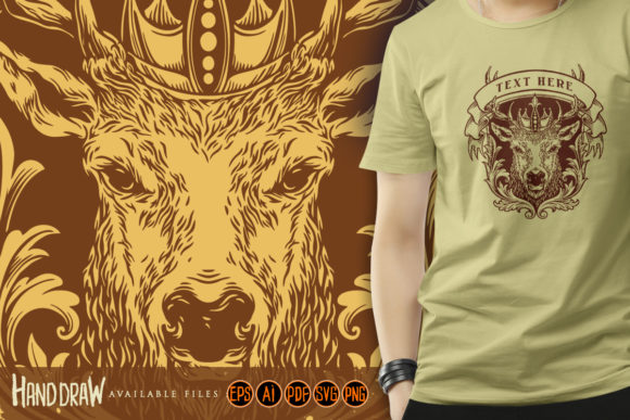 Wild Deer King Animal Logo Vintage Graphics & Illustrations